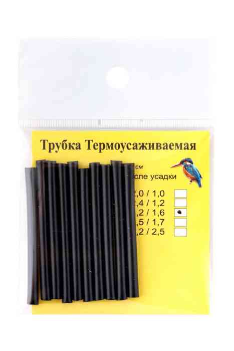 Трубка термоусаживаемая ф 0,8/0,4 черная 10 шт х 5 см